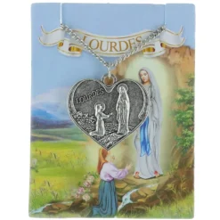 Palais du Rosaire Collier fantaisie de Lourdes, pendentif coeur avec de l'eau de Lourdes^ Collier Fantaisie