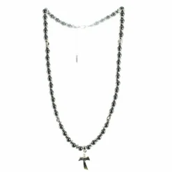 Palais du Rosaire Collier hématite et croix Tau^ Collier Fantaisie