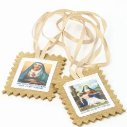 Palais du Rosaire Collier scapulaire des 7 douleurs de la Vierge Marie en tissu avec explication et prière^ Collier Scapulaire