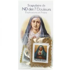 Palais du Rosaire Collier scapulaire des 7 douleurs de la Vierge Marie en tissu avec explication et prière^ Collier Scapulaire