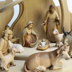 Palais du Rosaire Crèche artisanale en bois de 17 pièces avec l'étable^ Crèche | Statue En Bois