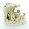 Palais du Rosaire Crèche blanche et dorée en résine 18 cm^ Décoration De Noël | Crèche