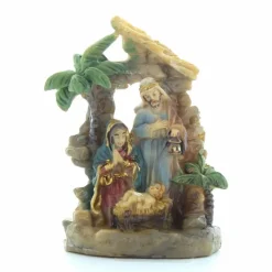 Palais du Rosaire Crèche de la Sainte Famille avec un palmier - Résine - 5cm^ Crèche