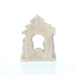 Palais du Rosaire Crèche de la Sainte Famille avec sapin enneigé de 7cm en résine^ Crèche