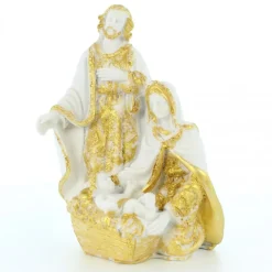 Palais du Rosaire Crèche de la Sainte Famille blanche et dorée de 12cm^ Crèche