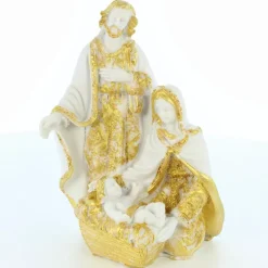 Palais du Rosaire Crèche de la Sainte Famille blanche et dorée de 12cm^ Crèche