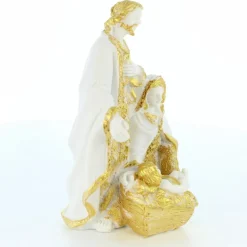 Palais du Rosaire Crèche de la Sainte Famille blanche et dorée de 12cm^ Crèche
