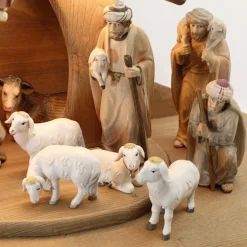 Palais du Rosaire Crèche en bois 19 pièces éclairage LED 13 cm^ Crèche