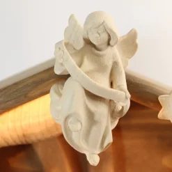 Palais du Rosaire Crèche en bois 19 pièces éclairage LED 13 cm^ Crèche