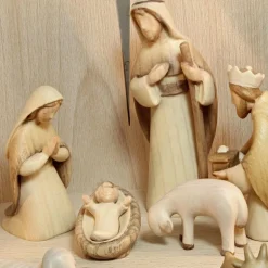 Palais du Rosaire Crèche en bois avec éclairage LED 17 pièces 12cm^ Décoration De Noël | Crèche