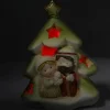 Palais du Rosaire Crèche lumineuse de la Sainte Famille en forme de sapin en résine 9cm^ Crèche