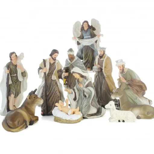 Palais du Rosaire Crèche réaliste de 11 personnages de 16cm peints à la main^ Décoration De Noël | Crèche