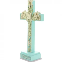 Palais du Rosaire Croix à poser avec des lys et une colombe de 18cm^ Pâques | Croix Religieuse