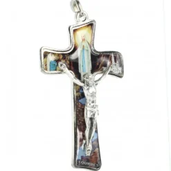 Palais du Rosaire Croix Apparition de Lourdes et Christ crucifié en métal et résine 7cm^ Médaille Et Croix Métal