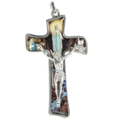 Palais du Rosaire Croix Apparition de Lourdes et Christ crucifié en métal et résine 7cm^ Médaille Et Croix Métal