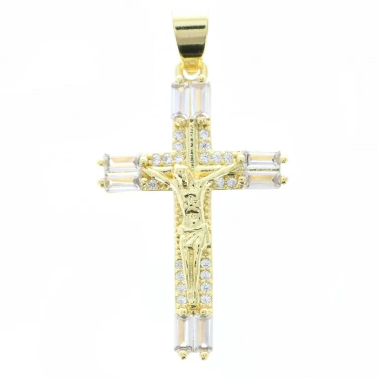 Palais du Rosaire Croix avec le Christ en métal doré de 3.2cm^ Croix En Pendentif | Médaille Et Croix Métal
