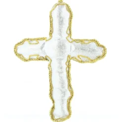 Palais du Rosaire Croix brodée à sequins à suspendre^ Croix Religieuse