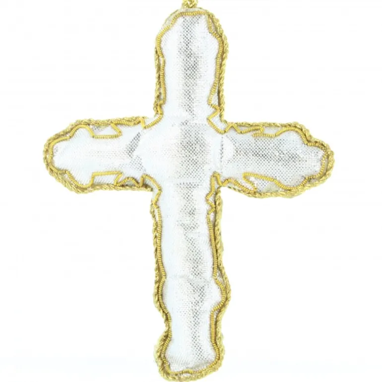 Palais du Rosaire Croix brodée à sequins à suspendre^ Croix Religieuse