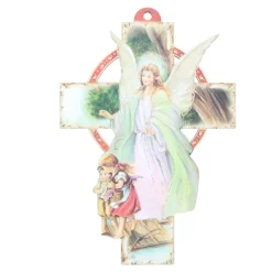 Palais du Rosaire Croix d'ange en bois découpé 10x15cm^ Croix Religieuse