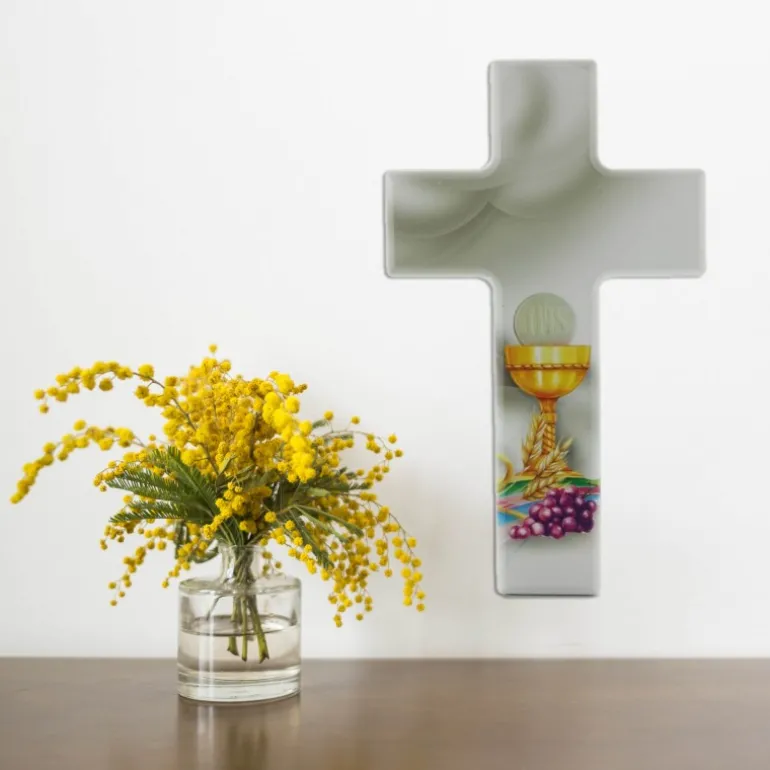 Palais du Rosaire Croix de communion décorée d'un calice 15 cm^ Communion | Croix Religieuse