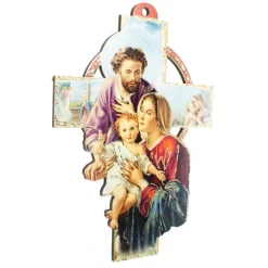 Palais du Rosaire Croix de la Sainte Famille en bois 10x15cm^ Croix Religieuse