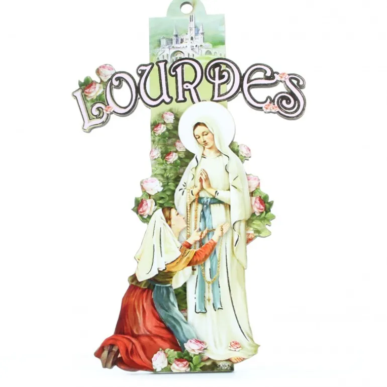 Palais du Rosaire Croix de l'Apparition avec "Lourdes"^ Croix Religieuse