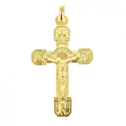 Palais du Rosaire Croix de Lourdes en plaqué or 70mm^ Croix En Pendentif | Médaille Et Croix Plaqué Or