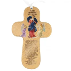 Palais du Rosaire Croix de Marie qui Défait les Noeuds en bois de 15cm^ Croix Religieuse