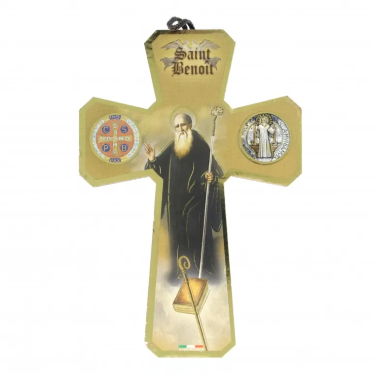 Palais du Rosaire Croix de Saint Benoit en bois de 13cm^ Croix Religieuse