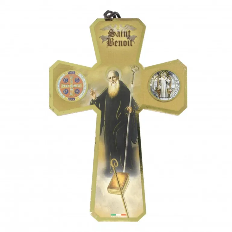 Palais du Rosaire Croix de Saint Benoit en bois de 13cm^ Croix Religieuse