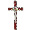 Palais du Rosaire Croix de Saint Michel en métal et fond rouge 10x18cm^ Médaille Et Croix Métal | Crucifix Métal