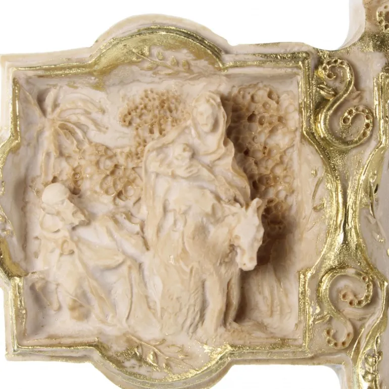 Palais du Rosaire Croix des 4 évangélistes avec l'apparition de Lourdes 30cm^ Croix Religieuse | Crucifix Résine