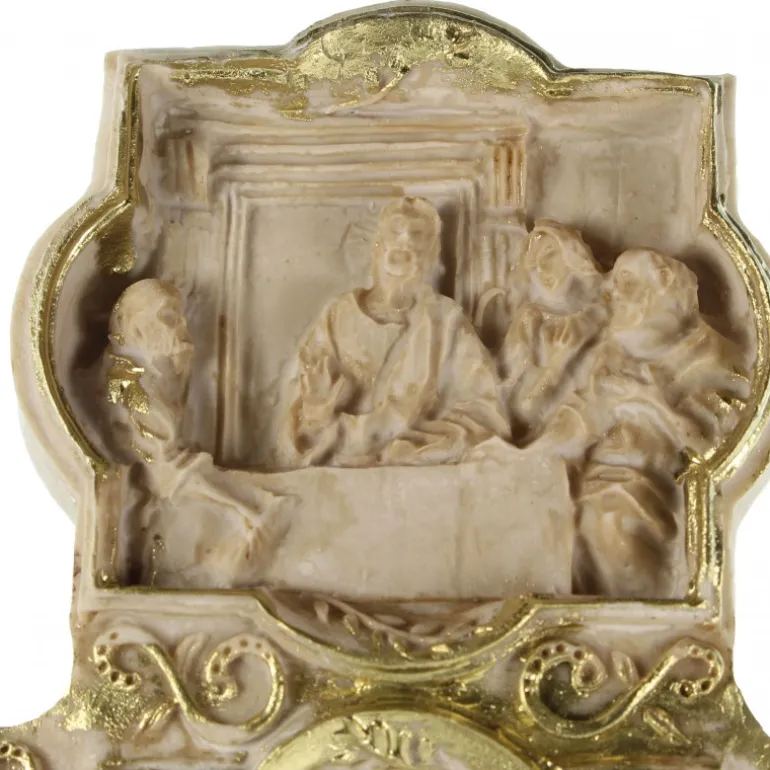 Palais du Rosaire Croix des 4 évangélistes avec l'apparition de Lourdes 30cm^ Croix Religieuse | Crucifix Résine