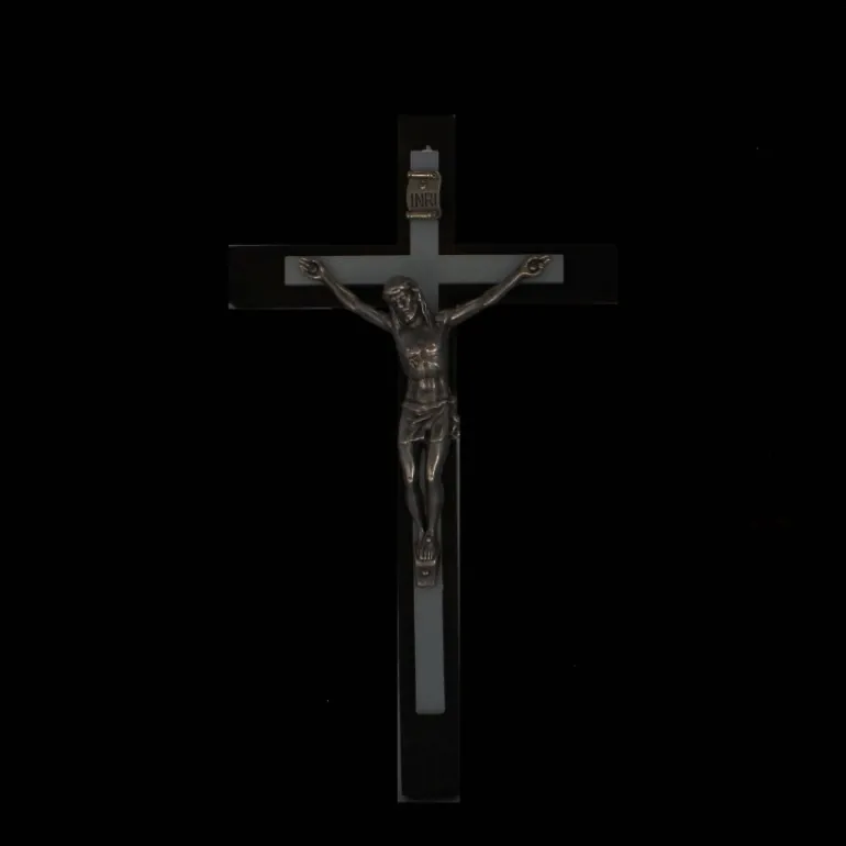 Palais du Rosaire Croix du Christ en bois et métal argenté 16cm^ Crucifix Bois | Crucifix Métal