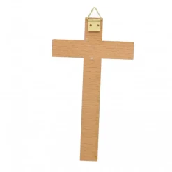 Palais du Rosaire Croix du Christ en bronze et en bois sur fond miroir 12cm^ Crucifix Bois | Crucifix Métal