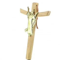Palais du Rosaire Croix du Christ Glorieux en bois d'olivier de 15cm^ Crucifix Bois | Crucifix Métal