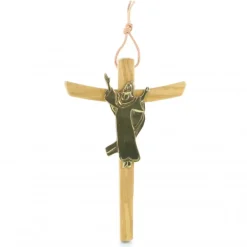Palais du Rosaire Croix du Christ Glorieux en bois d'olivier de 15cm^ Crucifix Bois | Crucifix Métal