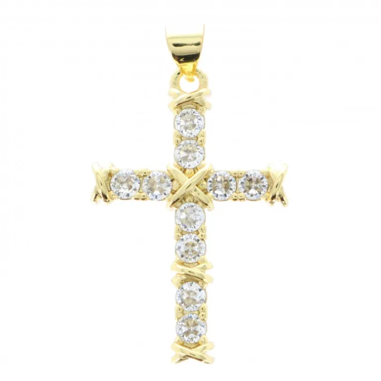Palais du Rosaire Croix en métal doré et strass 3cm^ Médaille Et Croix Métal