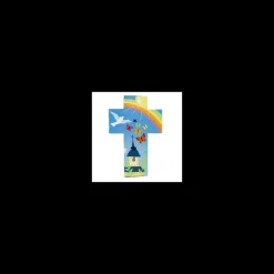 Palais du Rosaire Croix enfantine Clocher Arc-en-ciel de 15cm^ Communion | Croix Religieuse