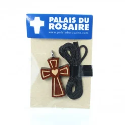 Palais du Rosaire Croix ensemble en bois d'érable de 3,2cm avec cordon^ Collier Fantaisie | Croix Religieuse