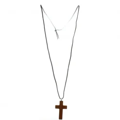 Palais du Rosaire Croix ensemble en bois d'érable de 4cm avec cordon^ Croix En Pendentif