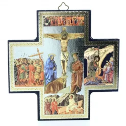 Palais du Rosaire Croix grecque de la Crucifixion - Bois et Dorure^ Croix Religieuse | Crucifix Bois