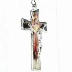 Palais du Rosaire Croix Jésus Miséricordieux et Christ crucifié en métal et résine 7cm^ Médaille Et Croix Métal