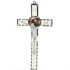 Palais du Rosaire Croix Marie qui Défait les Noeuds en métal et fond blanc 10x18cm^ Médaille Et Croix Métal | Crucifix Métal