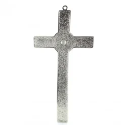 Palais du Rosaire Croix Marie qui Défait les Noeuds en métal et fond blanc 10x18cm^ Médaille Et Croix Métal | Crucifix Métal