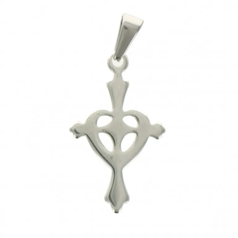 Palais du Rosaire Croix métal décorée d'un coeur 30mm^ Croix En Pendentif | Médaille Et Croix Métal