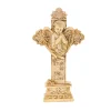 Palais du Rosaire Croix pied avec ange 21cm en pierre et resine beige^ Crucifix Résine