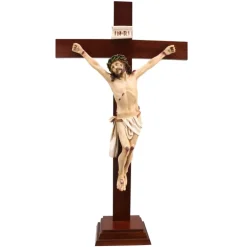 Palais du Rosaire Crucifix à poser en résine colorée 127cm^ Crucifix Résine | Crucifix Bois