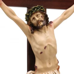 Palais du Rosaire Crucifix à poser en résine colorée 127cm^ Crucifix Résine | Crucifix Bois