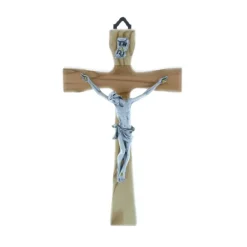 Palais du Rosaire Crucifix bois et Christ argenté 17 cm^ Crucifix Bois